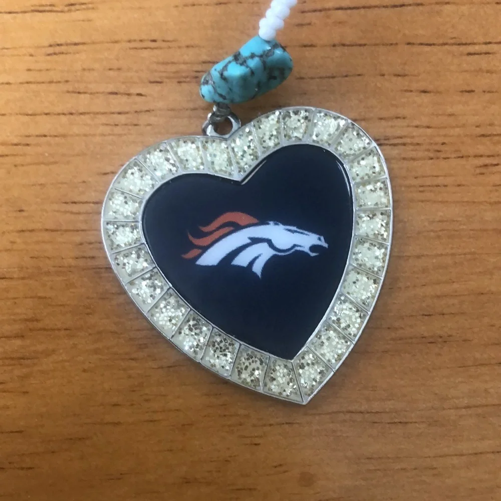 Denver Broncos Sparkle Heart Charm